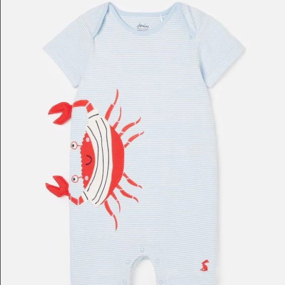 NWT Joules Patch - Crab Stripe Romper